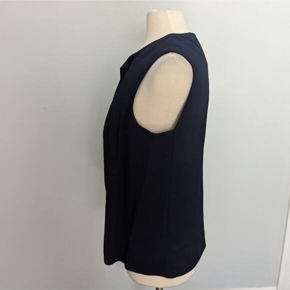 Lafayette Navy Blue Vest Waterfall Front Cardigan Viscose Semi Sheer Back Panel - Picture 6 of 10